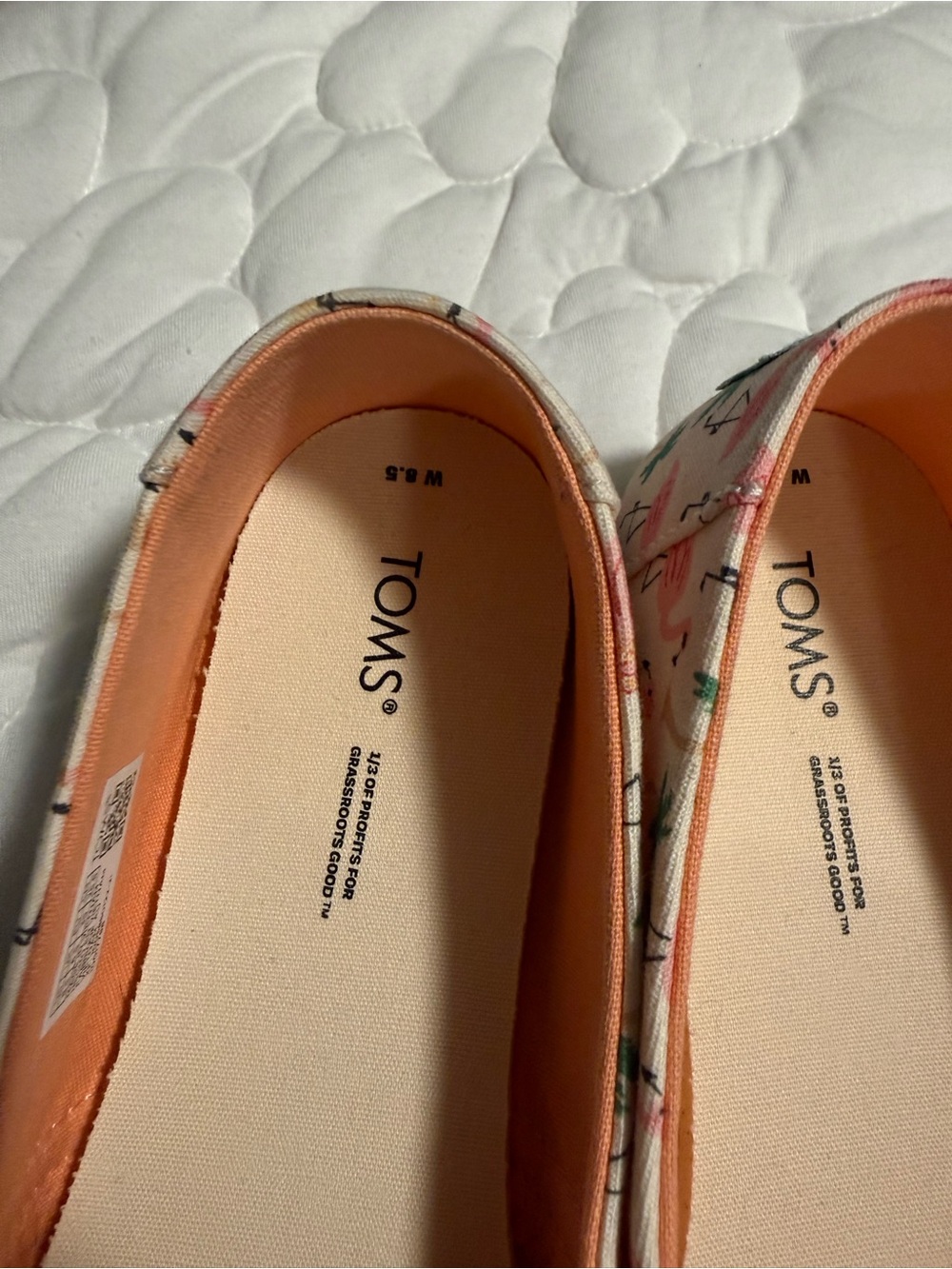 Toms Pink Flamingo Print Canvas Flats - Picture 2 of 5